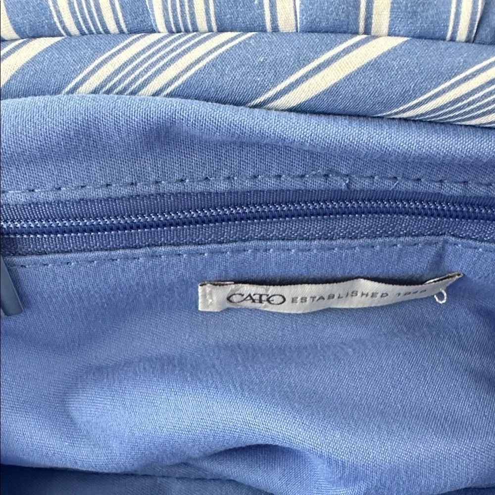 CATO Blue & White Striped Poplin with Pearls Clutch or Chain Crossbody Preppy